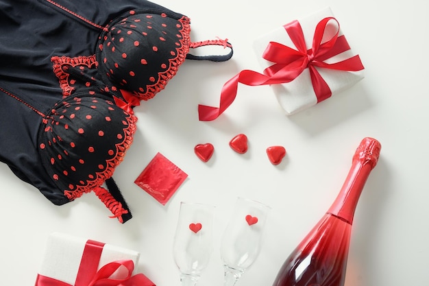 Sexy red lace black bra for romantic dating or valentines day love gift bustier underwear wine and