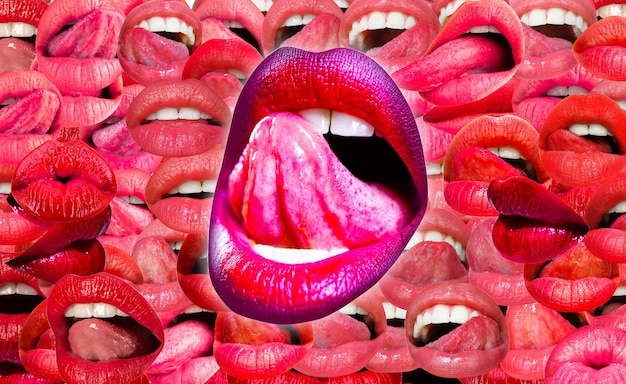 Foto sexy tong likken sensuele lippen lippen vrouwelijke mond textuur patroon rode lip