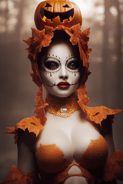 Sexy witch with hallowen makeup