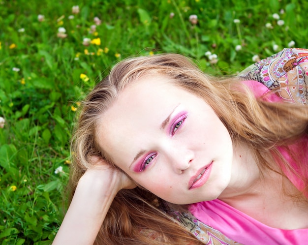 Sexy woman in a meadow