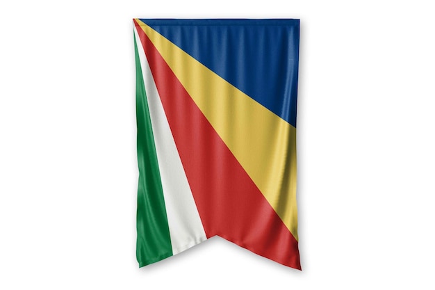 seycheiles flag hang on a white wall background image