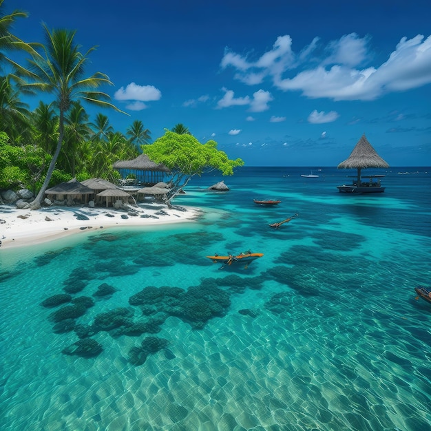 a seychelles beach view illustration