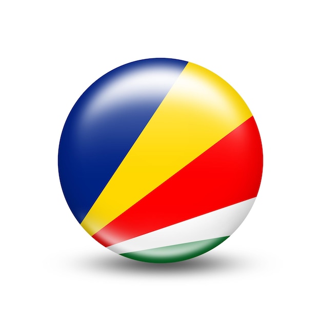 Seychelles country flag in sphere with white shadow - illustration