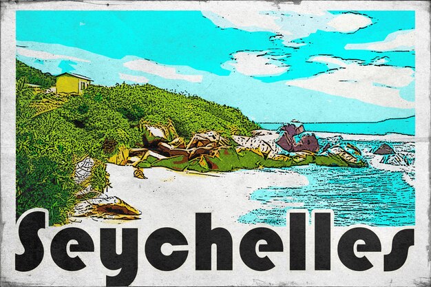 Foto seychelles cartolina di viaggio d'epoca