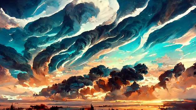 Sfeer Heldere Hemel Met Wolken Textuur 3D Illustratie