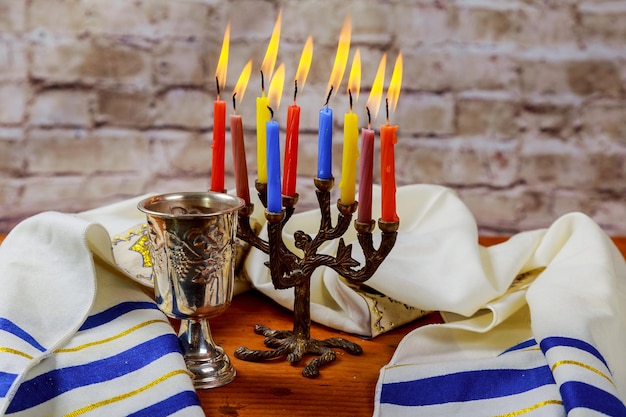 Photo shabbat shalom matzah and wine traditional jewish sabbath ritual