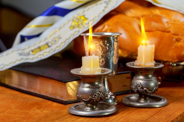 Shabbat shalom tradizionale vino del pane challah rituale del sabato ebraico