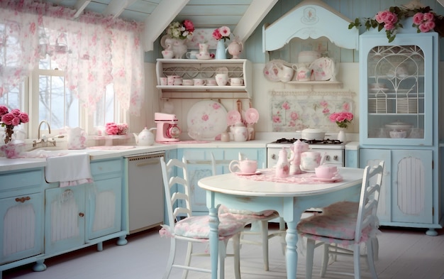 Photo shabby chic cottage kitchen