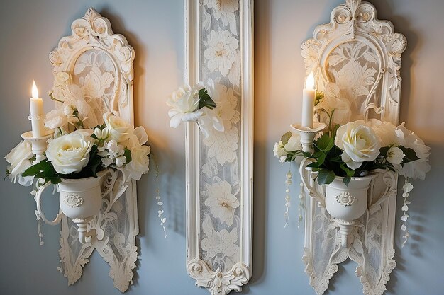 Shabby Chic Lace Curtain Wall Sconces