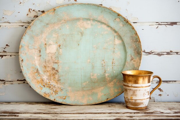 Photo shabby chic style coffee cup and plate