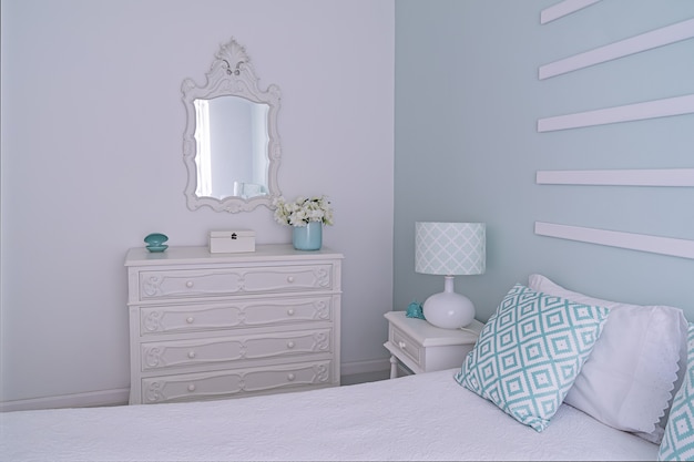 Shabby chic style mint pastel bedroom