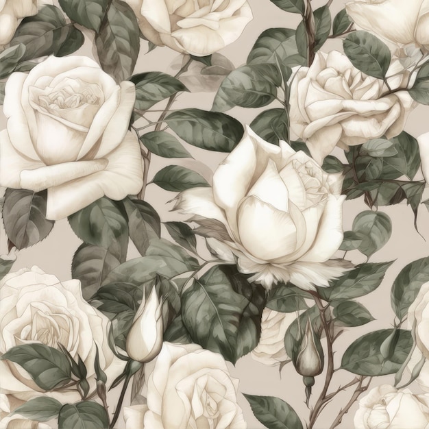 Shabby chic vintage roses vintage seamless pattern classic chintz floral repeat background