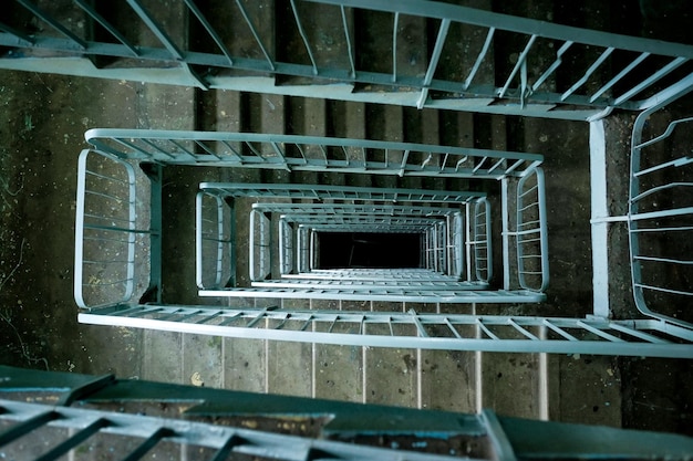 Shabby staircase span in russian old panel house