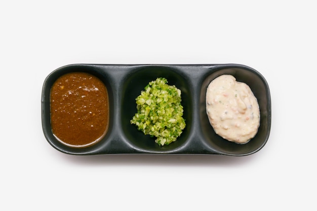 Shabu sauce Japanese style in black plate Japanese style on white background