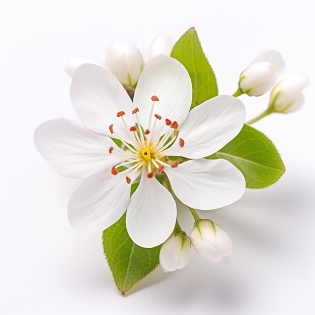 Shadblow krentenboompje bloem met witte achtergrond