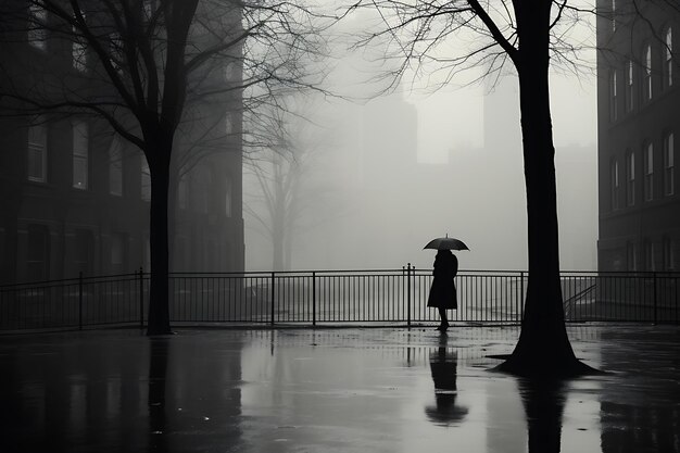 グレーの影 雨の静けさ 雨の写真