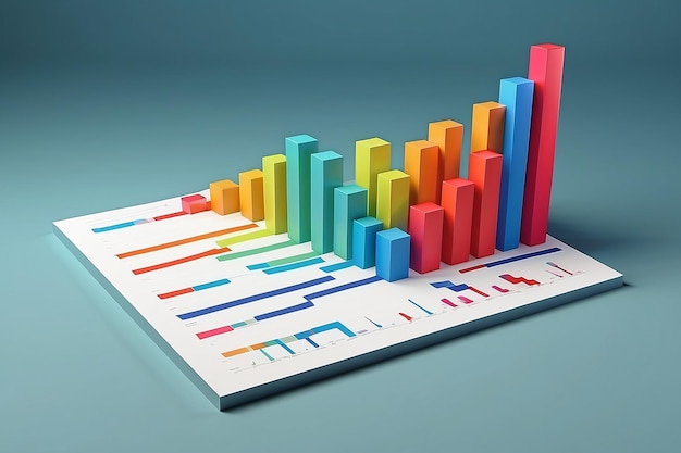 Shadow on 3D bar graph diagrams 3D illustration