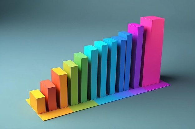 Shadow on 3D bar graph diagrams 3D illustration