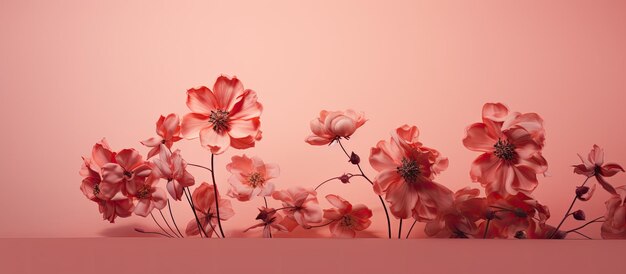 Shadow of flowers on pink background incorporated