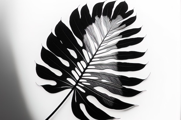 Shadow of natural palm leaves against a white background