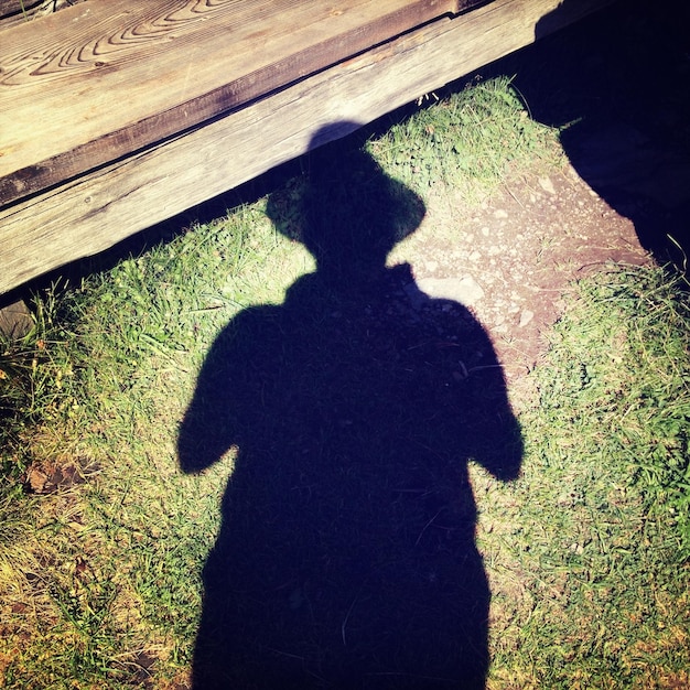 Фото Тень человека на поле в солнечный день