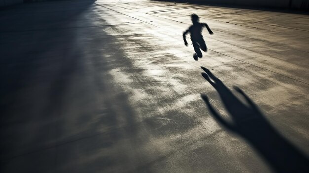 Shadow Person Running Playfully Dark Futurisminfluenced Matte Photo