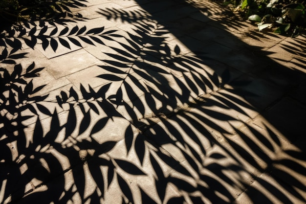 The shadow of a plant on the ground generative AI