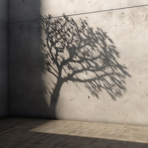 A shadow of a tree on a wall