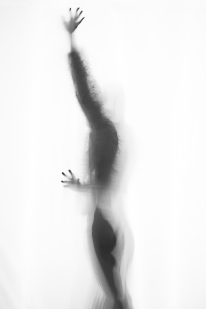Foto ombra di donna su sfondo bianco
