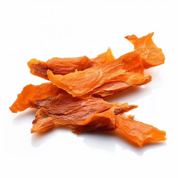 Shadowless Dried Papaya Meat on White Background