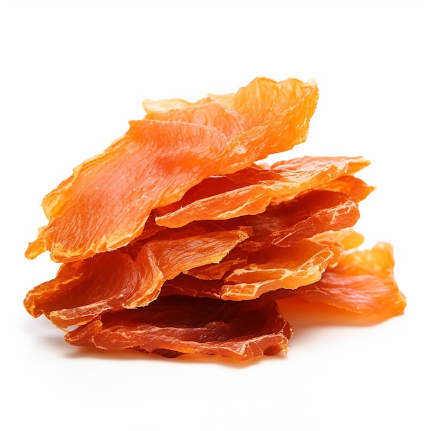 Shadowless Dried Papaya Meat on White Background