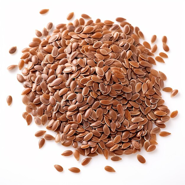 Photo shadowless flax seeds on white