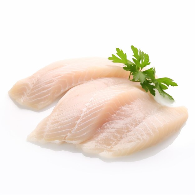 Photo shadowless white background catfish meat fillet