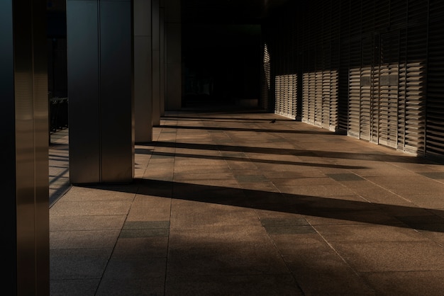 Shadows by the city architecture during the day