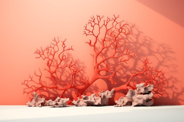 Photo shadows on coral background