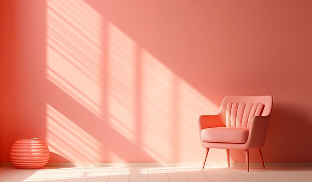사진 핑크색 의자 위의 그림자