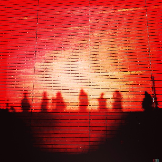 Shadows of people on building wall