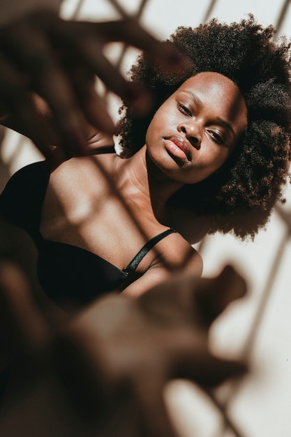 Shadows over a sensual black woman social template