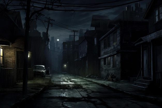 Shadowy Night dark street Generate Ai