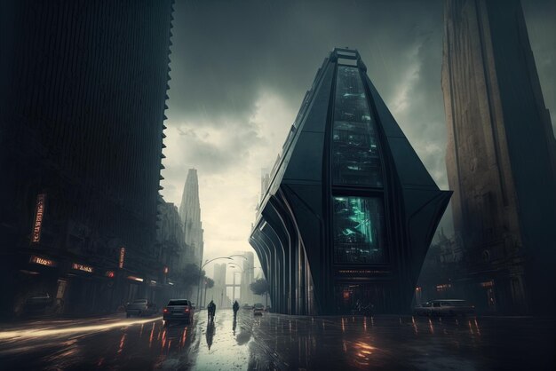 Photo shadowy view of a city street in the future