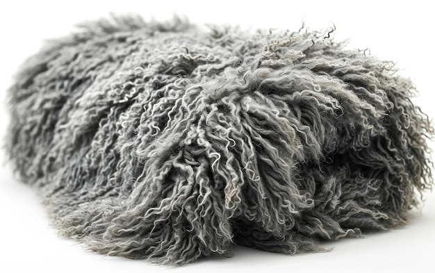 Shaggy Dog Resting on White Background