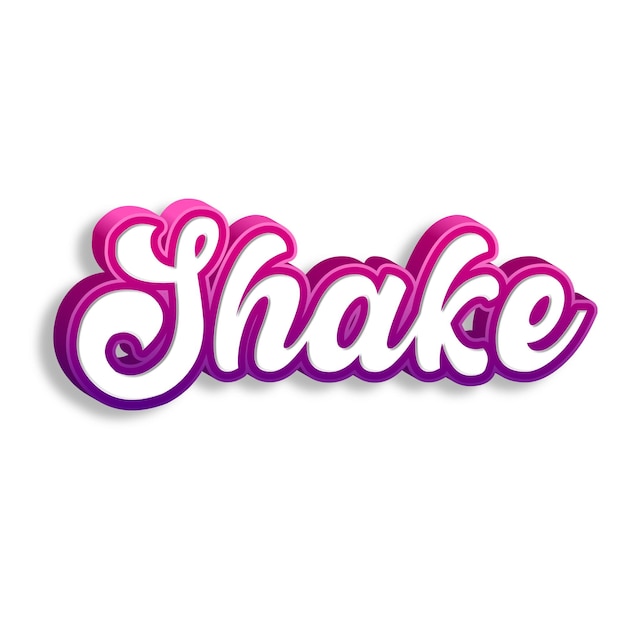 Shake typography 3d design yellow pink white background photo jpg