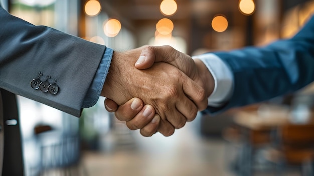 Shaking hand Proud boss encouraging employee for good job