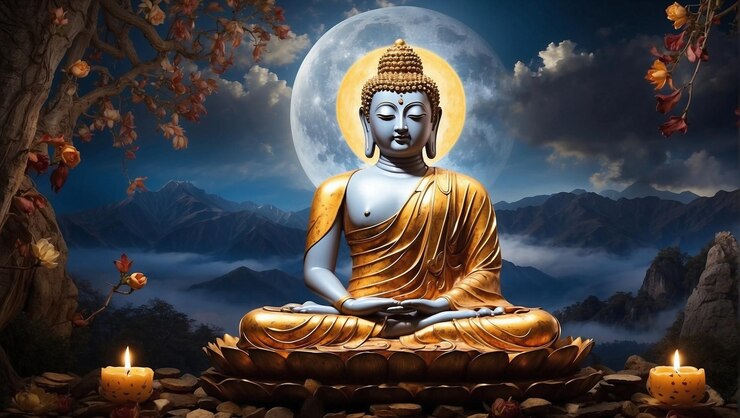 Shakyamuni Buddha entered nirvana under a full moon
