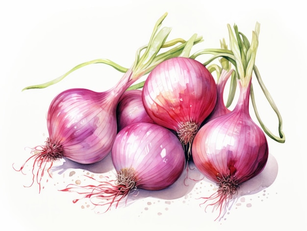 Shallot watercolor style isolated on white background