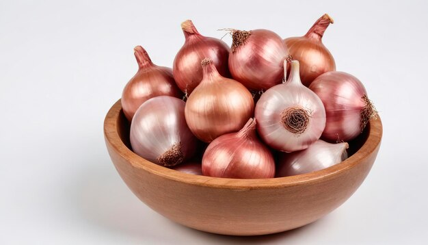 shallots onion in bowl isolated on a white background