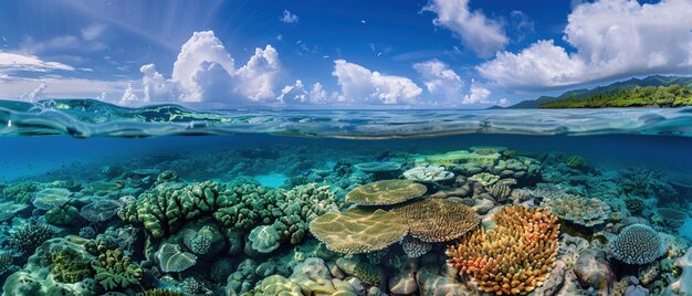 Photo shallow coral reef under clear blue waters