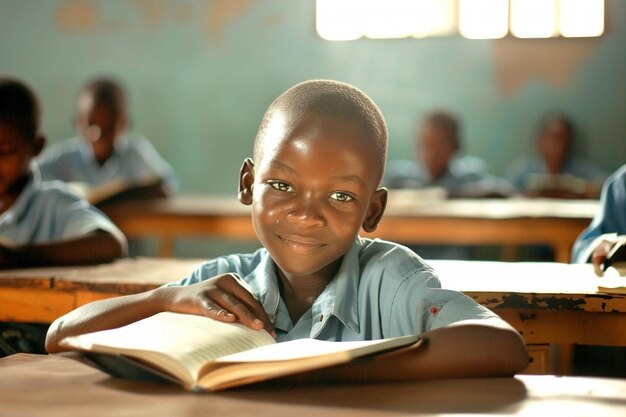 Photo shallow focus shot of an african child learning in toy