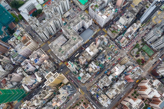 Sham Shui Po, Hong Kong 07 mei 2019: bovenaanzicht van de stad Hong Kong