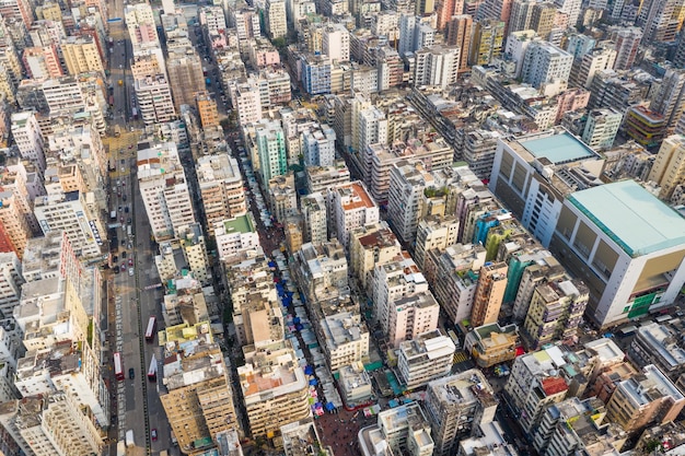 Sham Shui Po, Hong Kong, 19 maart 2019: luchtfoto van het centrum van Hong Kong